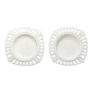 1950s Fostoria “Arlington” Pair of Milk Glass Square Shallow Bowls or Ashtrays