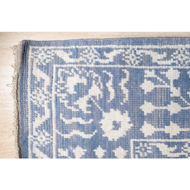 9x12 Blue Hand-Knotted Wool Bamboo Silk Framed Floral Garden Geometric Carpet For Sale - Image 4 of 13