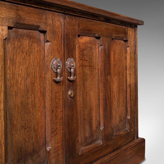 Large Antique Dresser Base, English, Oak, Gothic Revival, Window Seat, Victorian For Sale - Image 10 of 12