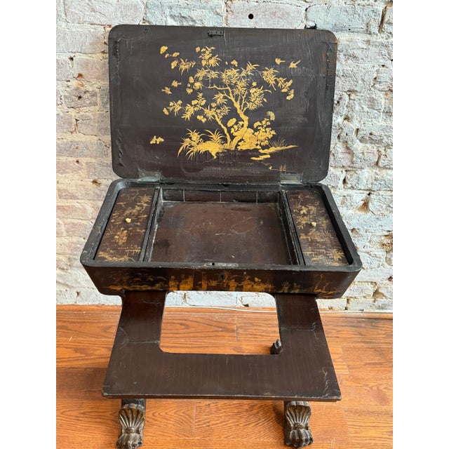 19th Century 19th Century Victorian Chinoiserie Style Sewing Table For Sale - Image 5 of 16