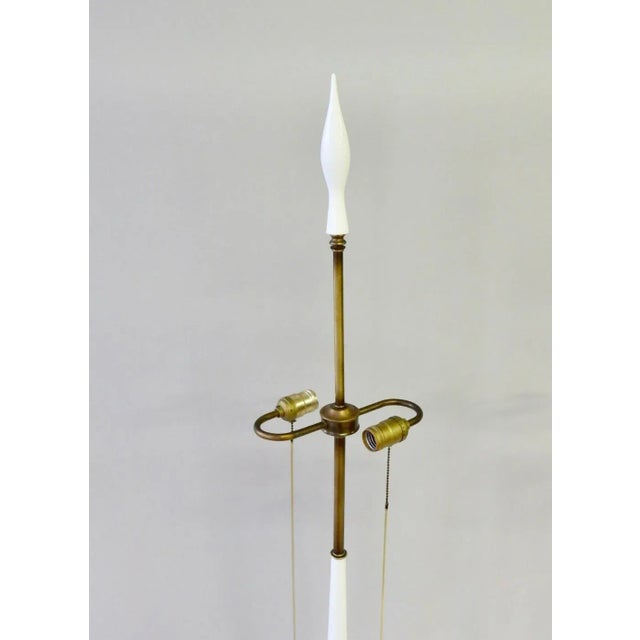Wood Tommi Parzinger Style White Lacquer with Brass Pull Rembrandt Table Lamps, Pair - A Pair For Sale - Image 7 of 13