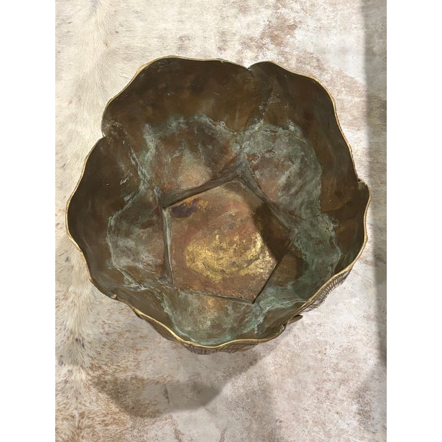 Large Scale Vintage Palm Beach Style Brass Seashell Planter For Sale - Image 14 of 15