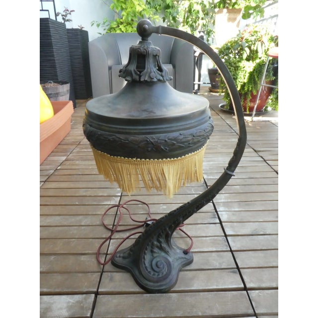 Art Nouveau Authentic Art Nouveau Bronze Desk Lamp For Sale - Image 3 of 13