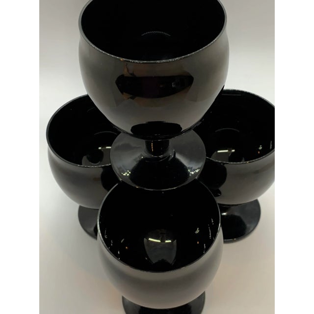 Vintage Black Tulip Glasses- Set of 4 For Sale - Image 4 of 6