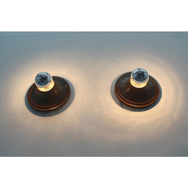 Metal Mid-Century Modern Italian Turned Bronze Wall Lamps, 1960s, Set of 2 For Sale - Image 7 of 18