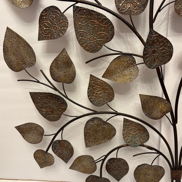 Vintage Deco Metal Leaf Textured Wall Decor For Sale - Image 10 of 11