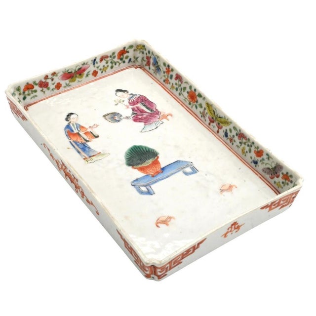 Antique 19th Century Chinese Export Famille Rose Porcelain Footed Tray For Sale - Image 14 of 18