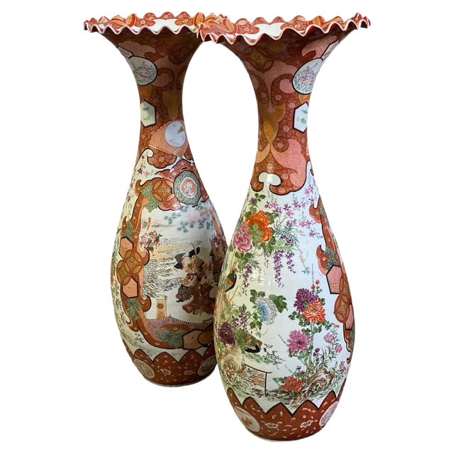 Japanese Kutani Vases, 19th Century, Set of 2 For Sale