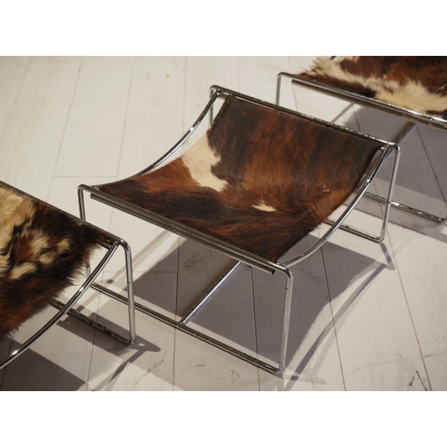 White Vintage Cowhide Stools by Odile Mir, 1972, Set of 3 For Sale - Image 8 of 18