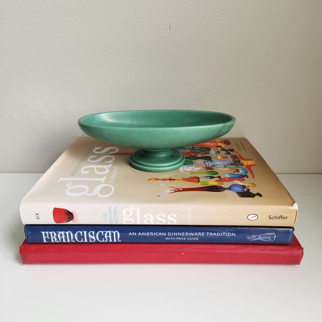 Ceramic Vintage Royal Haeger Pottery Green Oval Pedestal Planter Dish For Sale - Image 7 of 11