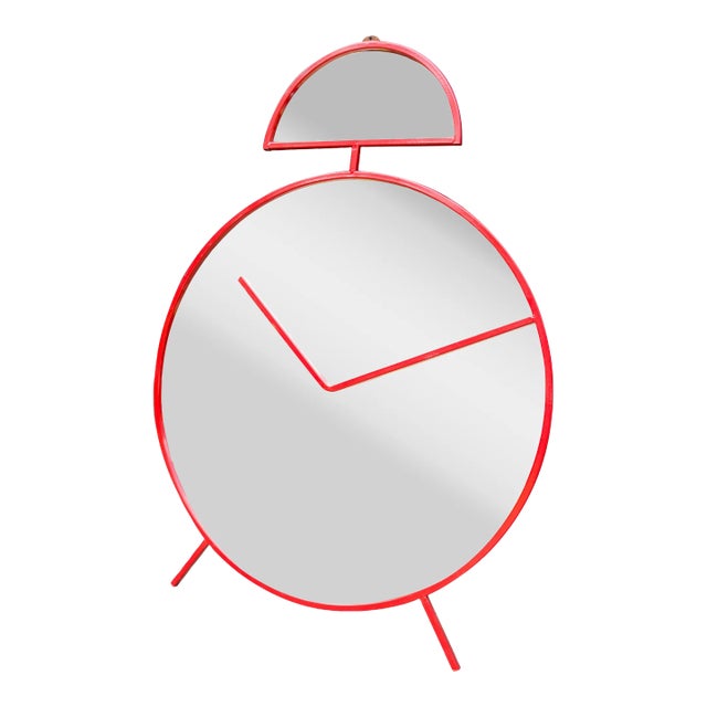 Large Alarm Clock Shaped Wall Mirror For Sale