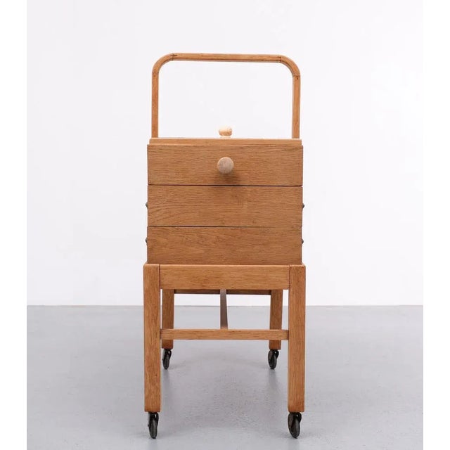 Mid-Century Modern Large Oak Sewing Box, Holland, 1950s For Sale - Image 3 of 8