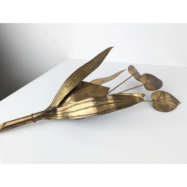 1960s Floral Wall Light with Brass Leaves, 1960 For Sale - Image 5 of 8