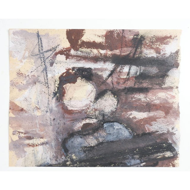 Contemporary Late 20th Century Abstract Aubergine Mixed Media Painting For Sale - Image 3 of 3