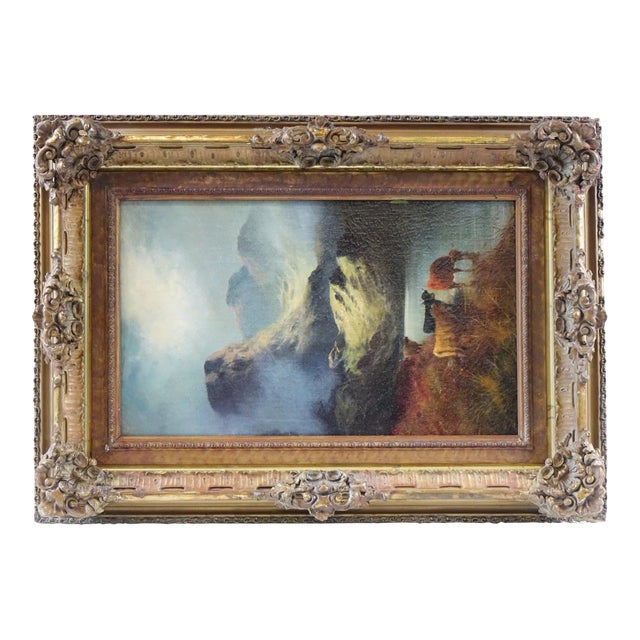 Mid 20th Century Mountain Range, Original Acrylic Painting on Canvas, Signed, Framed For Sale