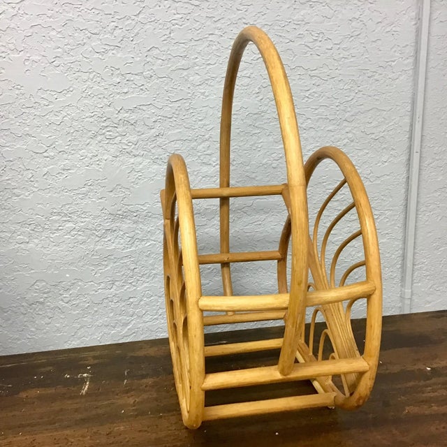 1960s 1960s Bamboo Rattan Magazine Holder For Sale - Image 5 of 8