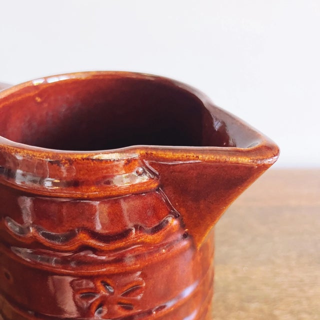 Vintage MarCrest Daisy and Dot Glazed Stoneware Pitcher For Sale - Image 4 of 6