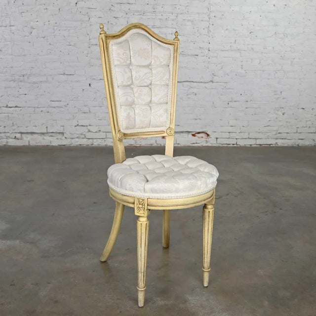Hollywood Regency Louis XVI Style Vintage White Dressing or Accent Chair Attributed to Prince Howard For Sale - Image 13 of 13