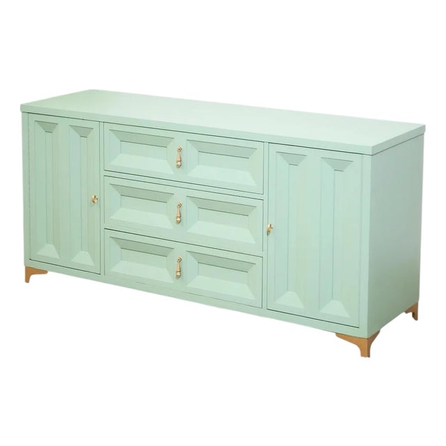 Chocolate Mint Hollywood Regency Dresser For Sale