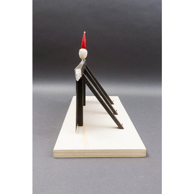 Daniel Hale 1992 Signed Hand Painted Carved Wood Folk Art Flag Figure Sculpture For Sale - Image 4 of 10