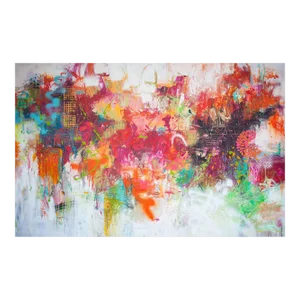 Contemporary Abstract Acrylics/Mixed Media on Canvas Painting "Colorful Morning" by Carolina Alotus