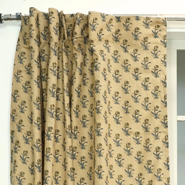 Art Deco Handmade Costal Tulip Ring Curtain in Viscose Coloured Linen for Windows Size -54"Wx96"L For Sale - Image 3 of 8
