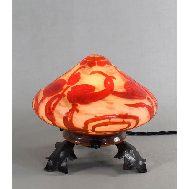 French Art Deco Cameo Night Lamp by Le Verre Francais Schneider - 1920s France For Sale - Image 10 of 13