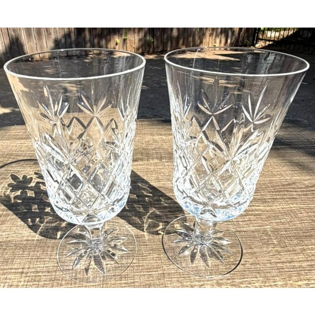 Late 20th Century Vintage Lenox Charleston Crystal Iced Tea Glasses 6.75" Set of 2 Hand Blown For Sale - Image 5 of 5