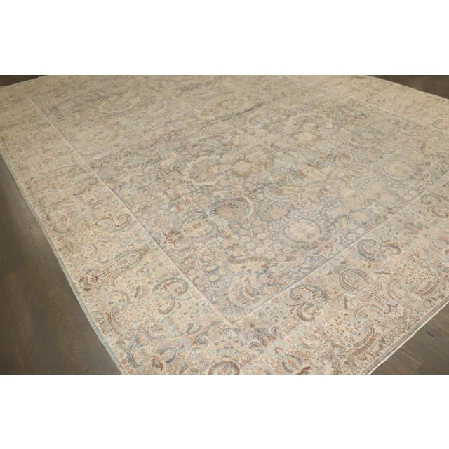 an early 20th Century Antique Washed Persian Kerman Floral Oversize Rug