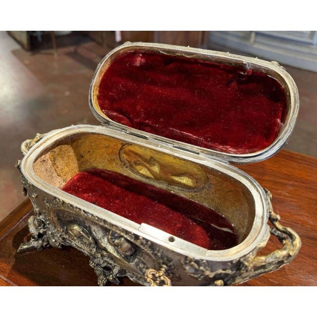 Metal 19th Century French Silvered Bronze Hunting Casket Signed Auguste Cain For Sale - Image 7 of 12