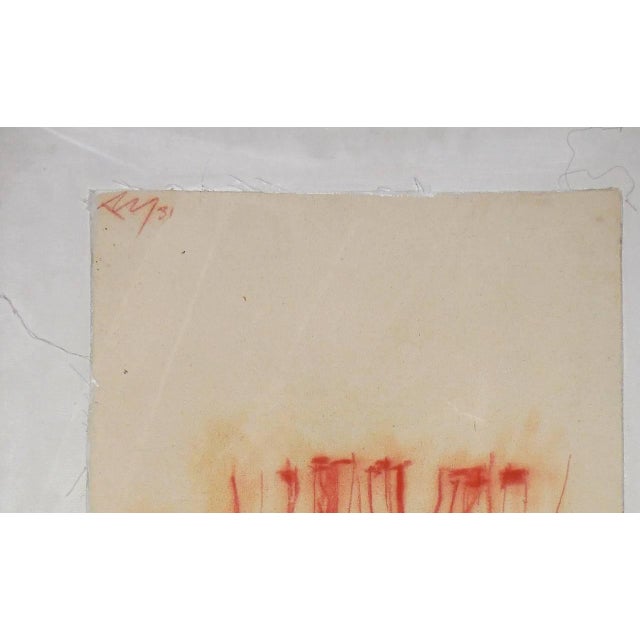 Abstract Expressionism Adja Yunkers, City Walkers, Sanguine Drawing on Canvas, 1981 For Sale - Image 3 of 4