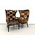 Vintage Carved Wood Patchwork Cowhide Wingback Chairs - Pair For Sale - Image 9 of 9
