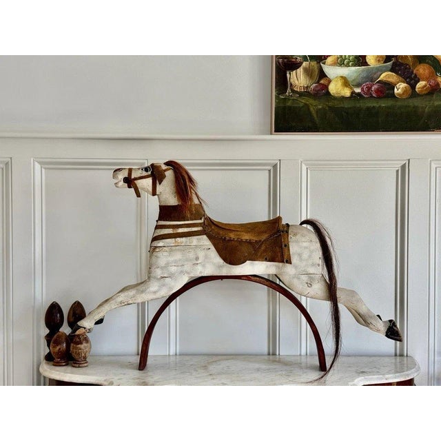 Antique Late 19th Century Carved Wood Iron Whitney Reed Rocking Horse Sculpture For Sale - Image 4 of 9