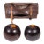 Antique Lignum Vitae Bocce Lawn Bowling Balls & Leather Carrying Case--a Pair For Sale