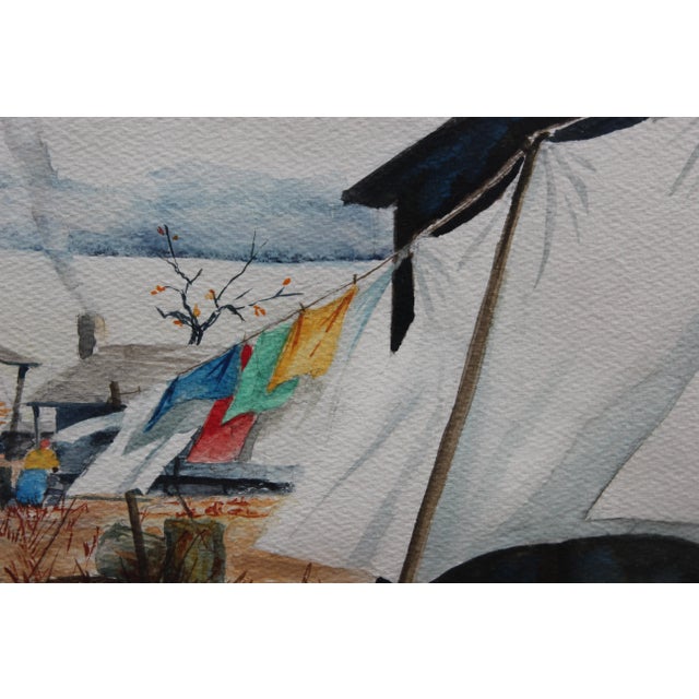 Impressionist Lem Palmer Rural Stylized Watercolor Landscape Painting For Sale - Image 3 of 6