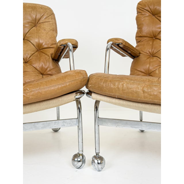 Karin Lounge Chairs in Leather by Bruno Mathsson for Dux, Sweden, 1970s, Set of 2 For Sale - Image 6 of 10