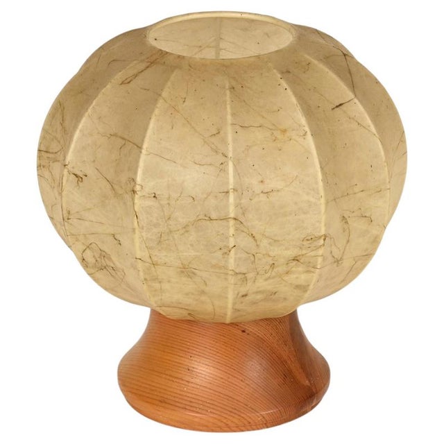 Mid-Century Cocoon Table Lamp with Wood Base by Achille Castiglioni for Flos, Italy, 1960s For Sale - Image 15 of 15