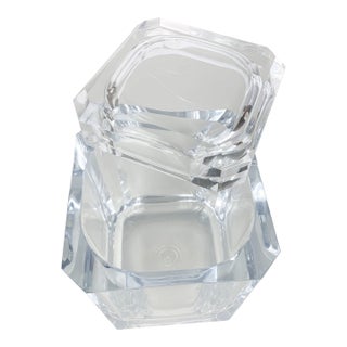 Vintage Lucite Acrylic Ice Bucket Swivel Top Alessandro Albrizzi Carlisle Style For Sale