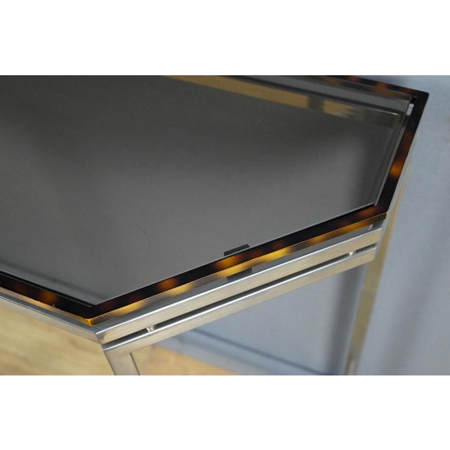 Hexagonal Console Table in Smoked Glass, 1970s For Sale - Image 6 of 18