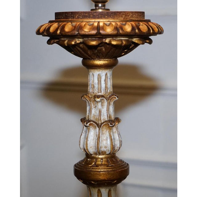 Italian Florentine Style Carved and Hand Painted Floor Lamp For Sale - Image 4 of 11