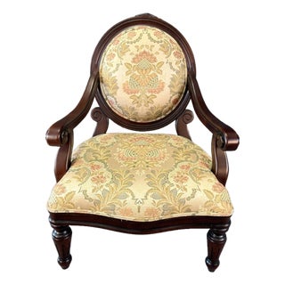 Louis XVI Style Floral Upholstered Fauteuil Armchair For Sale