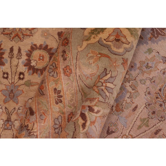 Textile 1990's Pak-Persian Tan/Green Wool Rug - 9'0'' X 12'2'' For Sale - Image 7 of 9