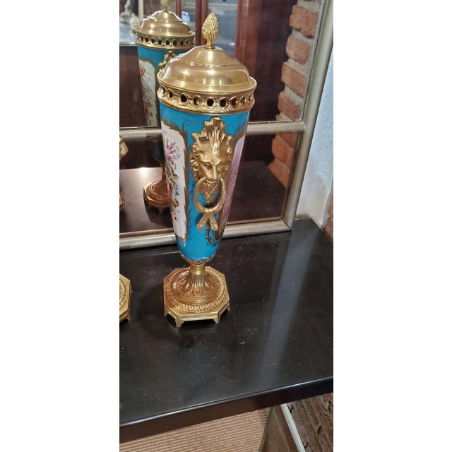 Napoleon III Porcelain Vases from Sevres, Set of 2 For Sale - Image 6 of 12