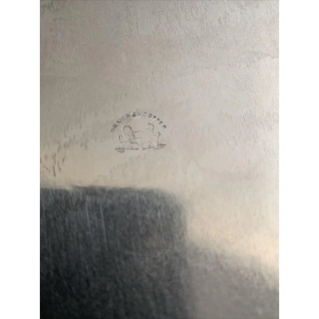 Antique Silver on Copper Scalloped Oval Serving Tray For Sale - Image 11 of 13