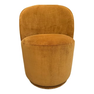 Mid-Century Modern Vintage Velvet High Back Swivel Chair For Sale