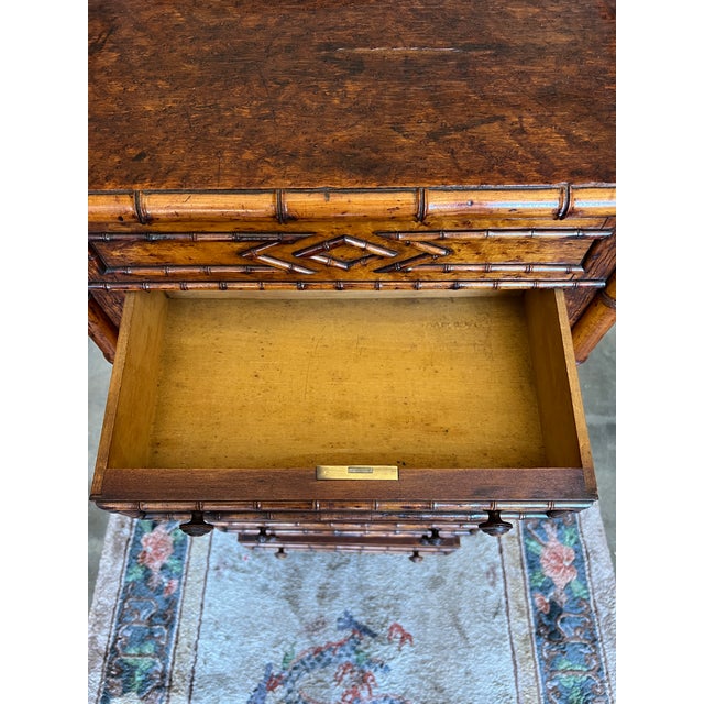 This is an authentic, turn-of-the-century (circa 1900–1909) Victorian faux bamboo salesman's sample miniature six (6)...