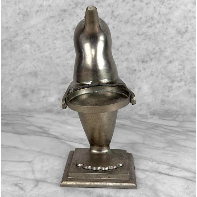 Art Deco Vintage Art Deco Pewter Penguin Butler Catchall Serving Dish For Sale - Image 3 of 10