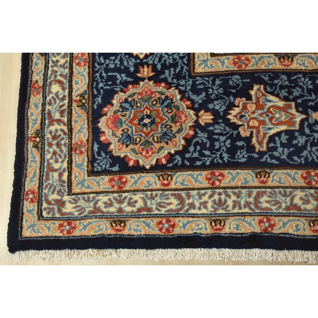 Kerman Rug 9’9” X 13’8” Blue Wool Vintage Traditional Hand-Knotted Carpet For Sale - Image 12 of 15