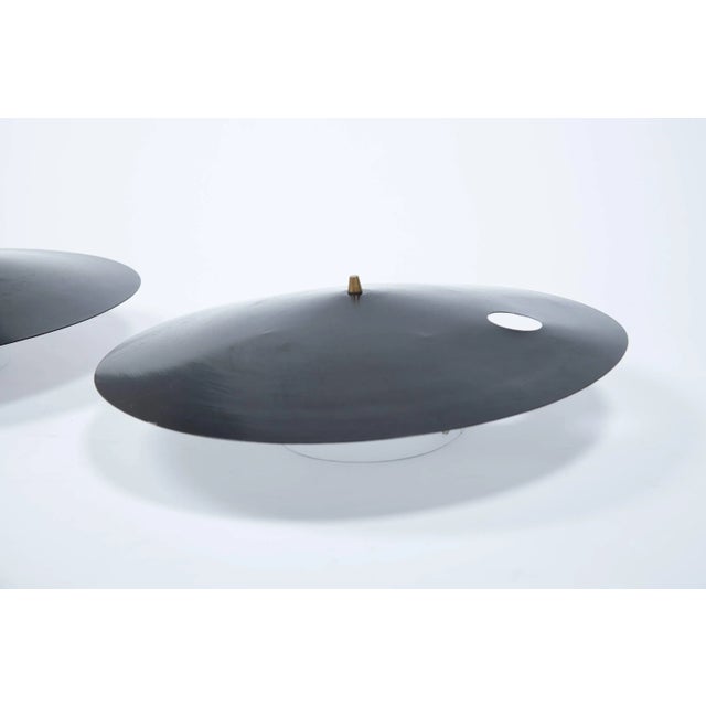 Enameled Steel Lunar Eclipse Circular Wall Sconces - a Pair For Sale - Image 4 of 8
