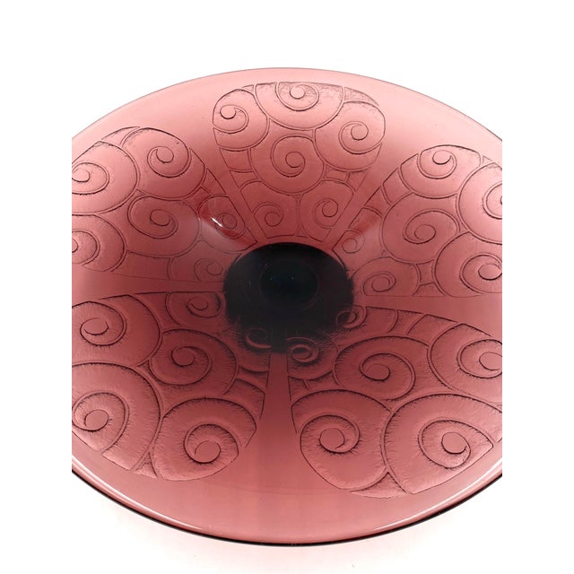 Charles Schneider, Art Deco violet glass centerpiece / bowl France 1930- 1940 8.5 cm H x 40 cm diam. Signed on the base....